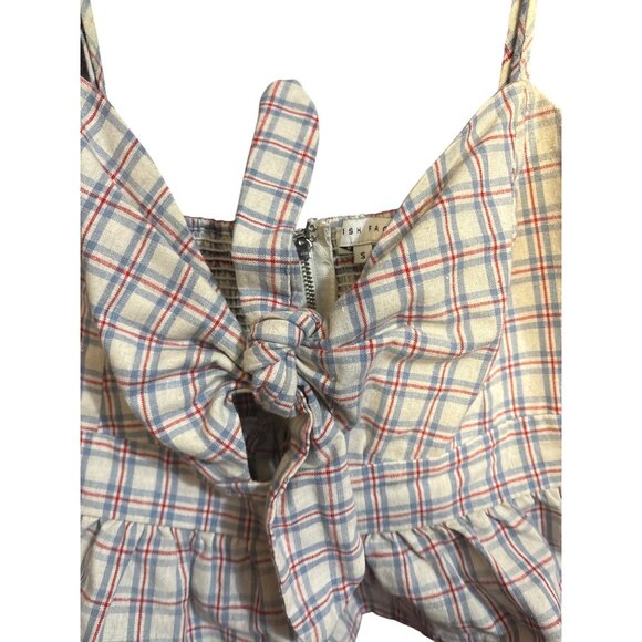 Plaid Knot Front Peplum Crop Top By English Factory Size S - Picture 3 of 5